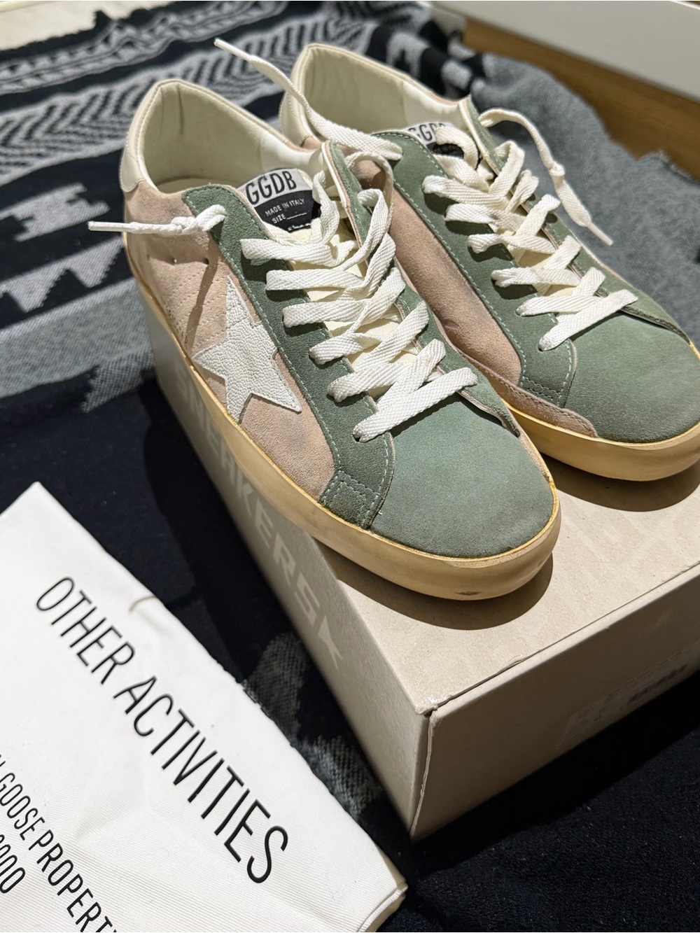 Golden Goose Super-Star Suede Sneakers in Sage & Blush size eu 43